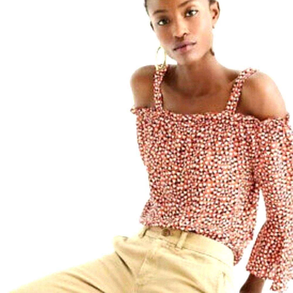 NWT J CREW Silk Cold Shoulder Blouse